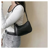 ZINZ Soft PU Leather Women Shoulder  Bags Casual Solid Color Small Top-Handle Handbags Ladies Fashion Shoulder Bags