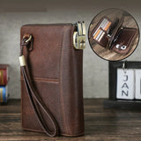 ZINZ Quality Genuine Leather Double Zipper Clutch Wallet for Men Rfid Blocking Card Holder Luxury Designer Business Handbag Phone Bag