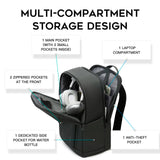 BANGE New Casual Multi-Pockets Big Capacity Daily 15.6inch Laptop Light Waterproof For Business Trip Roomy Men Backpack with YKK