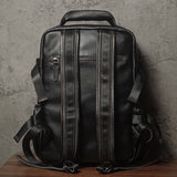 NUKA Men Top Grain Leather Backpack 15 Inch Laptop Bag For Daily Commute Travel Outdoor Hiking Genuine Leather Durable Rucksack