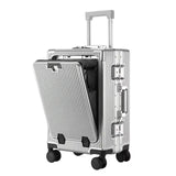 ZinMark 20 inch Carry on Luggage with Wheels Front opening Aluminum Frame Boarding Case Travel High Quality Portable Suitcase
