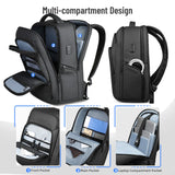 HK Multifunctional Business Backpack Men Large Capacity Travel Backpack Waterproof 17.3" Laptop Bag With USB Office Work Daypack