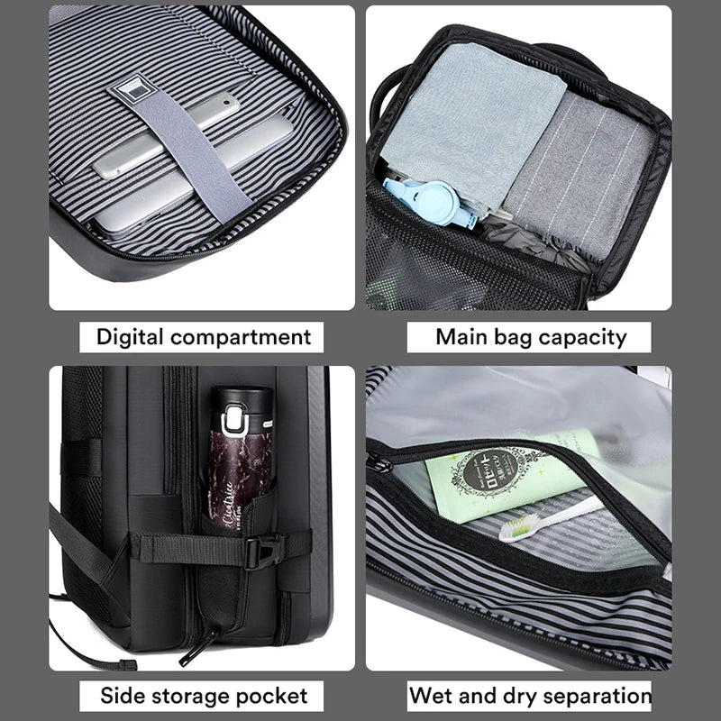 backpack laptop hombre Men's 17" Laptop Hard Shell Backpack 50L Large Capacity Expandable Wa – zinmark