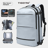 Tigernu Vacuum Compression Backpacks Men Travel Backpack Expandable USB Bag Large Capacity 17 Laptop Bags For Schoo Cabin Bags