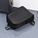 A 14 Inch New Men's Business Fashion Backpack Solid Color Bag PU Fabric Waterproof Laptop Bag Fashionable Student Backpack
