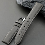 ZINZ Handmade gray genuine leather strap 20MM, Italian frosted top layer cowhide strap, vintage style men's watchband