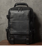 NUKA Men Top Grain Leather Backpack 15 Inch Laptop Bag For Daily Commute Travel Outdoor Hiking Genuine Leather Durable Rucksack