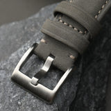 ZINZ Handmade gray genuine leather strap 20MM, Italian frosted top layer cowhide strap, vintage style men's watchband