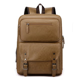 Fashion Men Backpack PU Leather Bagpack Large Laptop Backpacks Male Mochilas Black Schoolbag For Teenagers Boys Brown Sac A Dos