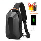 Hard Shell Sling Bag With USB Charging Anti-theft Waterproof 9.7 Inch