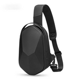 Hard Shell Sling Crossbody Bag Men Shoulder Bag Anti-theft Water-repellent Crossbody Bag Short Trip Bag USB Charging
