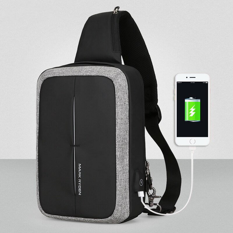 Sling Crossbody Bag Business Shoulder bag High Capacity Chest Bag USB Recharging