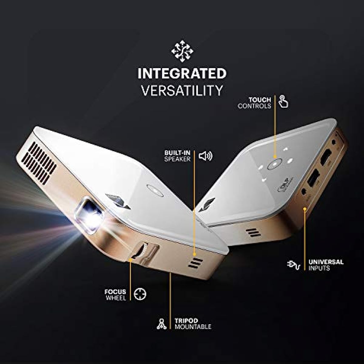 Hseok Luma 350 Portable Smart Projector w/ Luma App | Ultra HD Rechargeable Video Projector w/ Onboard Android 6.0, Streaming Apps, Wi-Fi, Mirroring, Remote Control & Crystal-Clear Imaging