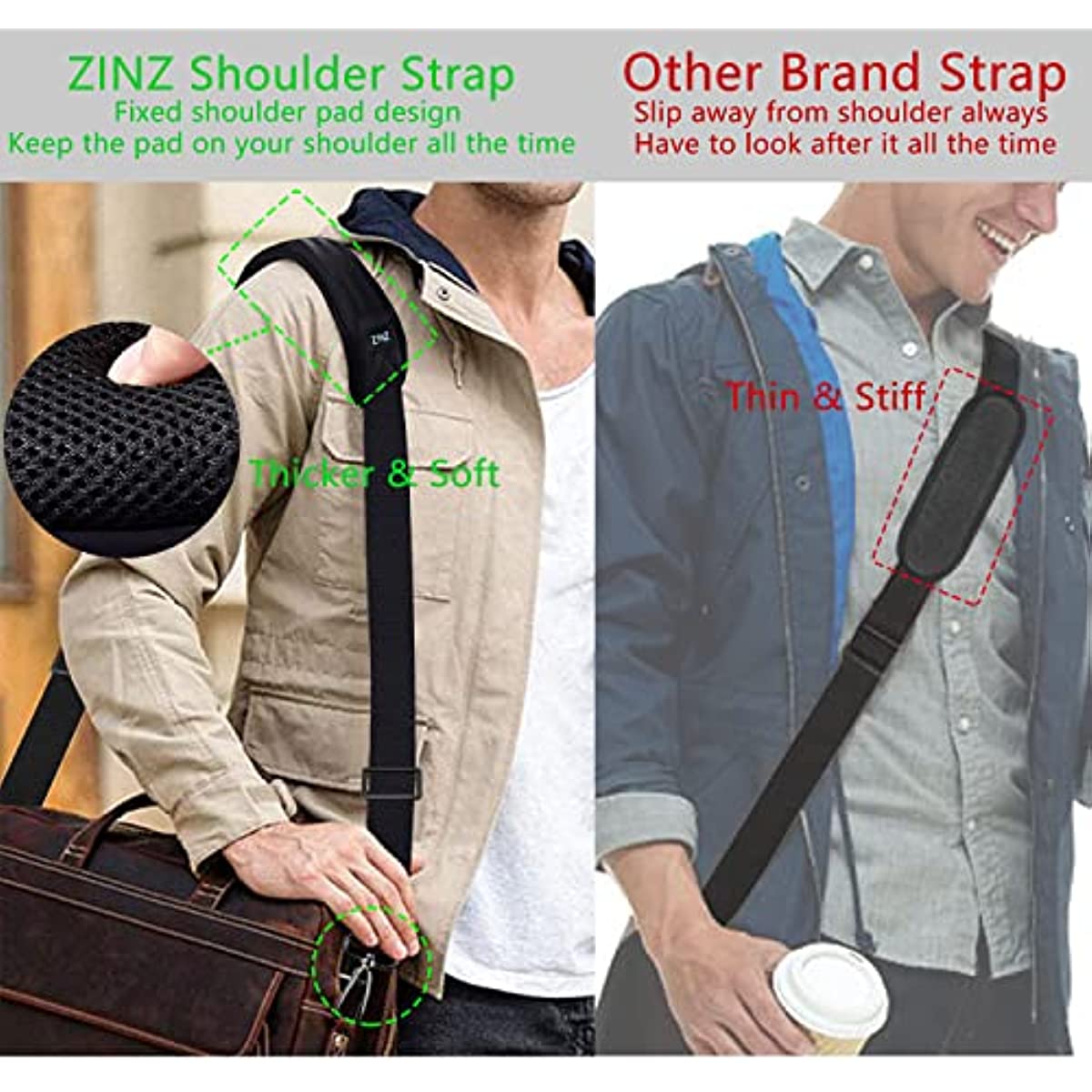 79 inch Universal Replacement Strap with Extra-thick Fixed Cushion Pad and Dual Claspsfor Laptop Bags, Luggage Bags, Camera, Crossbody (200cm)