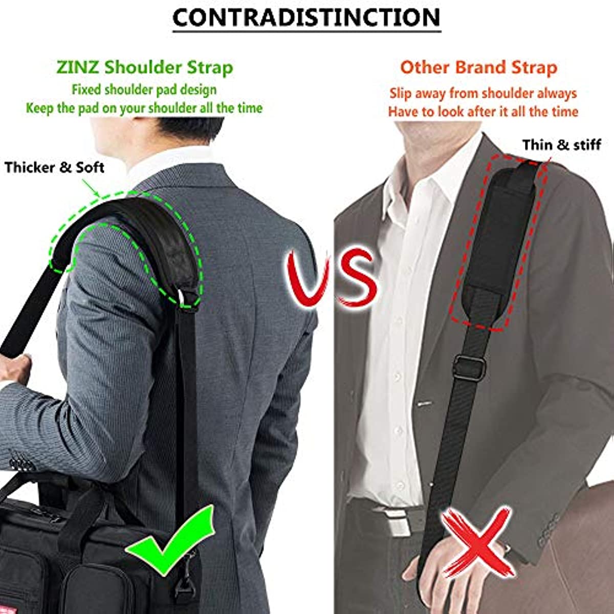 57 Bag Shoulder Strap, ZINZ Padded Adjustable Shoulder Strap Replacement