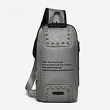 Sling Crossbody Bag Rivet Crossbody Bags for Travel Bag Anti-theft USB Charging Water Repellent Shoulder Bag