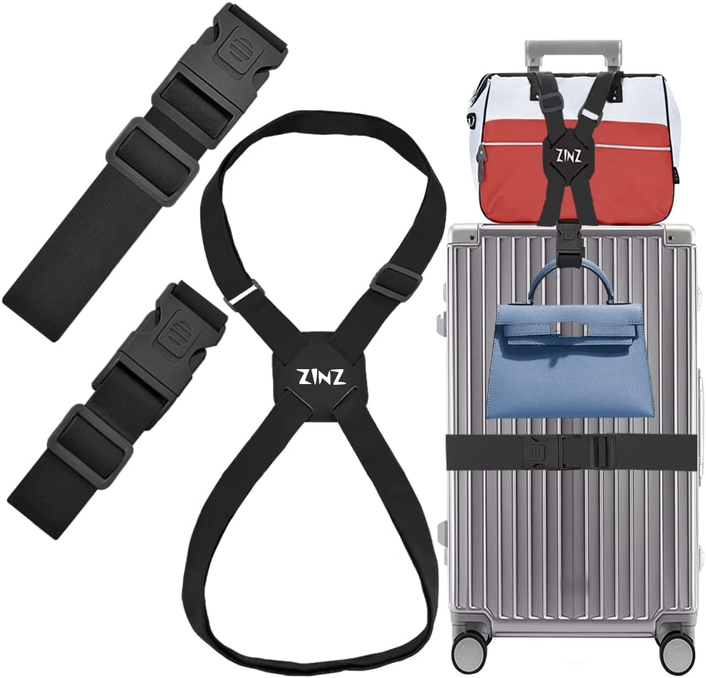 3 PCS High Elastic Luggage Straps Suitcase Belt with Lock-Buckles and Heavy Duty Bag Bungees Travel Accessories