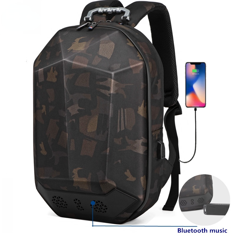 Hard Shell Backpack with Bluetooth Soundbar Waterproof Teenager Schoolbag Travel Backpack