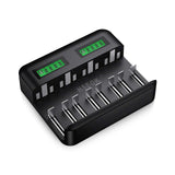 Hseok LCD Universal Battery Charger - 8 Bay AA AAA C D Battery Charger for Rechargeable Batteries Ni-MH AA AAA C D Batteries with 2A USB Port, Type C Input, Fast AA AAA Battery Charger