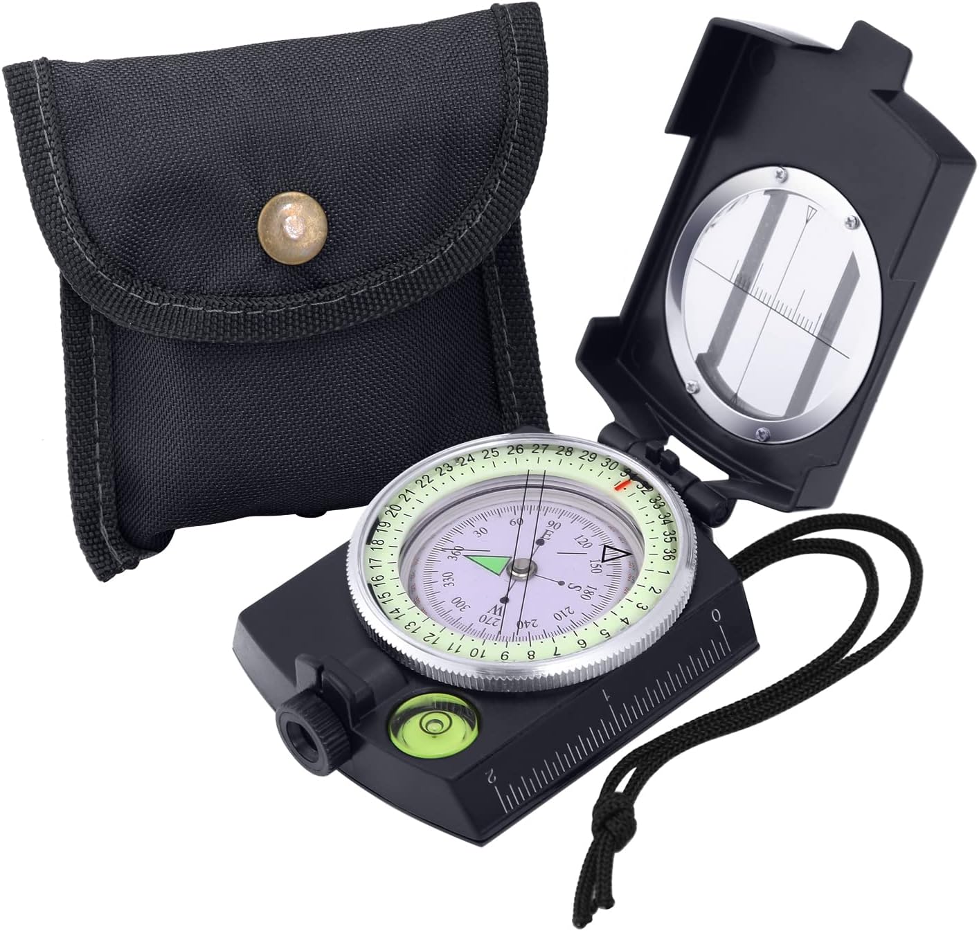 Hseok Military Lensatic Sighting Compass, Compass Survival Tactical Compass Backpacking Compass Compact Handheld Compass with Carry Bag, Waterproof Boy Scout Compass for Hiking Camping Hunting Outdoor