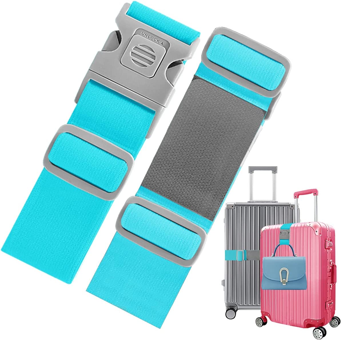 Roadeavour Adjustable Lockable Luggage Strap – Combination Suitcase Tie Down Belt