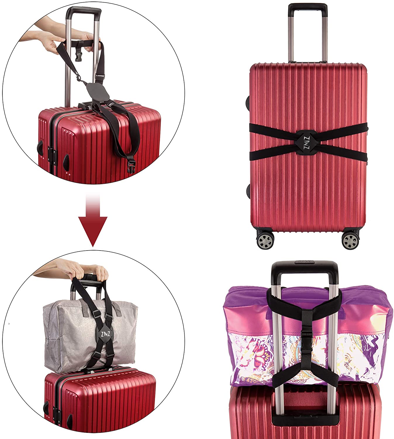 Luggage Straps Adjustable Belt High Elastic Suitcase  Bag Bungees with Buckles