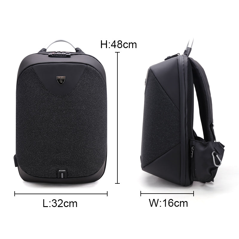 Stylish Anti Theft Travel Backpack with Cable Storage Board USB Charging Port for Men with Water Bottle Holder