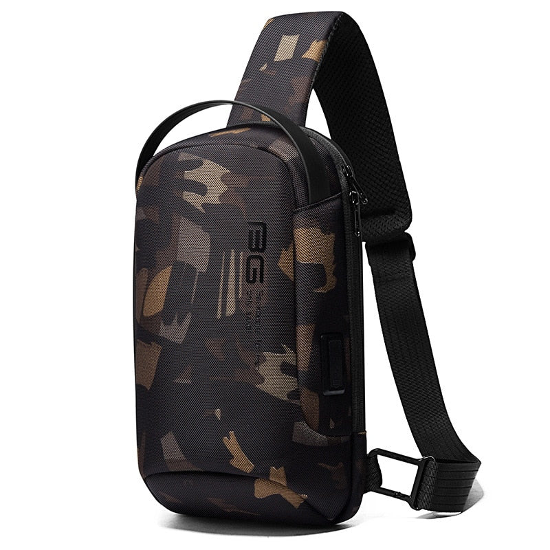 Sling Crossbody Bag for Men Travel Bag Waterproof Short Trip Crossbody Bag USB Charging