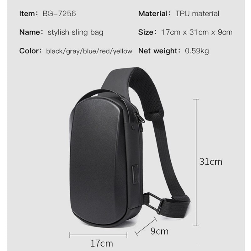 Hard Shell Sling Crossbody Bag TPU Waterproof Travel Bag Messenger Backpack Chest Bag for Women Men