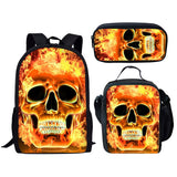 Customized School Bags Cool Skull Head Boys And Girls Baby Fashion Travel Backpacks 3PCS Set