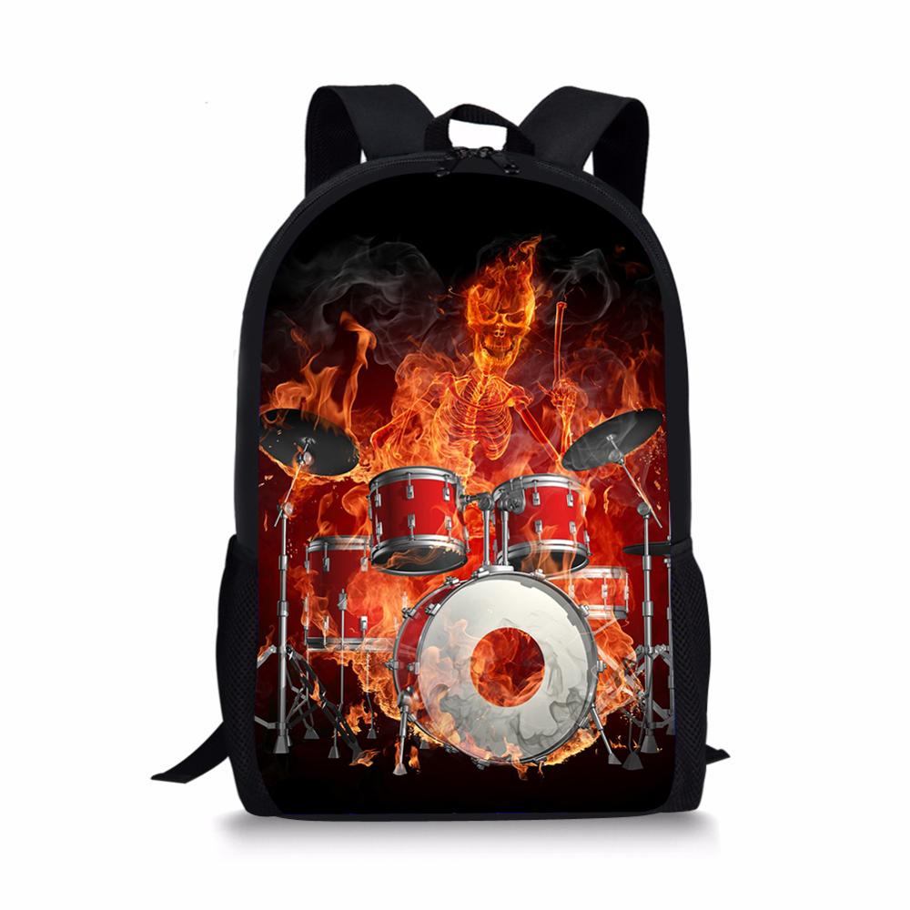 Wamika Fire Skull Backpack – Flaming Skeleton Design, Lightweight Durable Laptop Book Bag For Travel, School, Sports