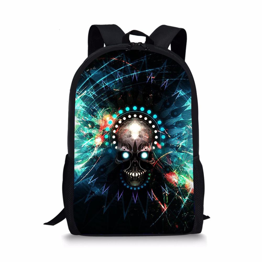Skull 3D Print School Backpack for Boys Girls Book Bag Casual Shoulder Bags 16Inch