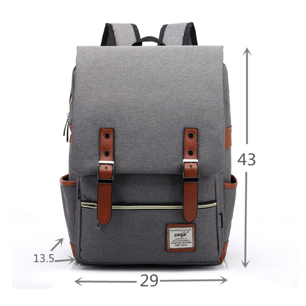 Vintage Laptop Backpack with USB Charging Port Women Canvas Bags Travel Backpacks Retro School Bags