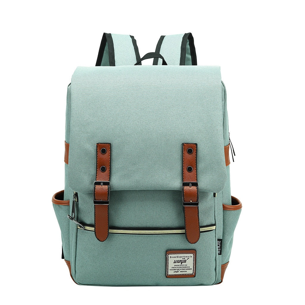 Vintage Laptop Backpack with USB Charging Port Women Canvas Bags Travel Backpacks Retro School Bags