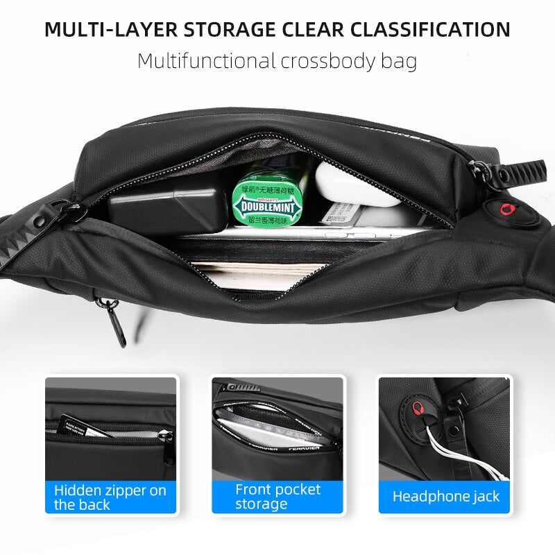 Sling Crossbody Bag Men for Travel Crossbody Bags Summer Water-repellent Waist Bag Male Shoulder Bags