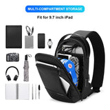 Sling Crossbody Bag For Men Waterproof Casual Chest Bag USB Charging Fit For 9.7 Inch iPad