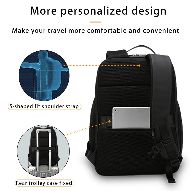 Hard Shell Backpack for Men Waterproof USB Charging Port Business Travel Backpacks