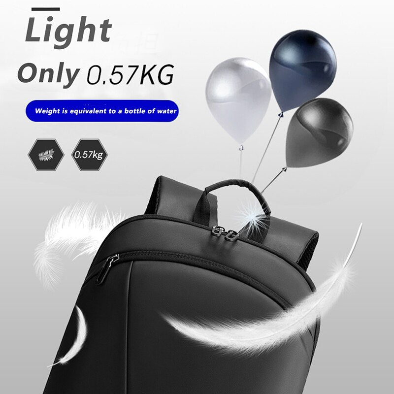 Slim Laptop Backpack for Men Work Bag 15.6 Inch Office Black Backpack Lightweight