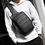Sling Crossbody Bag for Men USB Charging Shoulder Bag Water Resistant Oxford Crossbody Bag