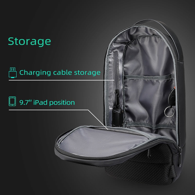 Anti-theft Sling Crossbody Bag for Men Short Trip Crossbody Bag  USB Charging Water-resistant Messenger