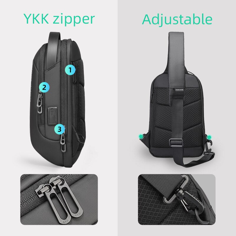 Sling Crossbody Bag Shoulder Bag Travel Anti-theft Water-repellent Crossbody Bags USB Charging Messenger Bag