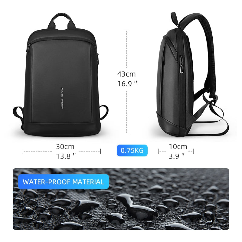 Super Slim Laptop Backpack for Work Men 15.6 inch Work Man Backpack Business Bag Unisex Black