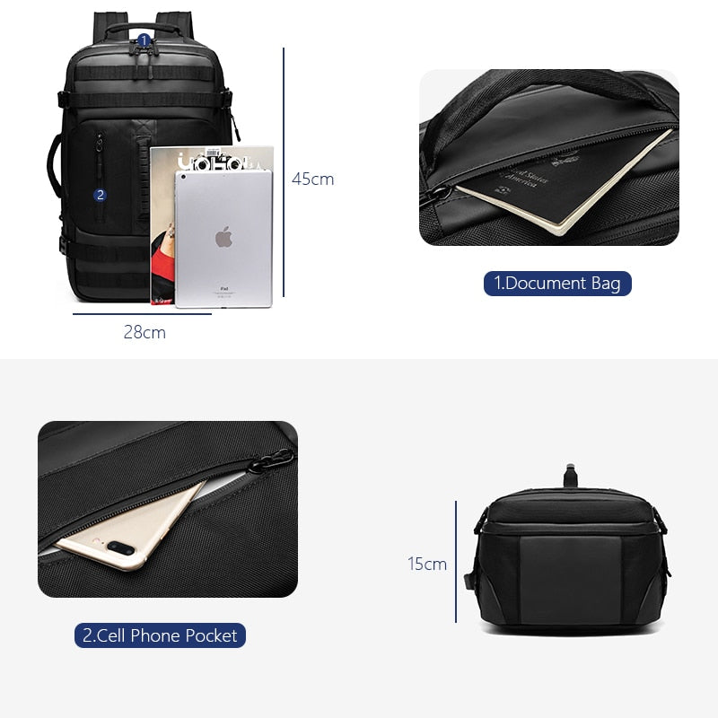 Convertible Travel Backpack for Men 19L Laptop Backpacks Waterproof Travel Bag