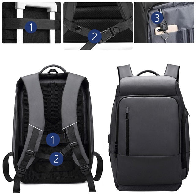 Backpack with 180 Degree Opening USB Charging Port Backpacks Waterproof Travel Backpack