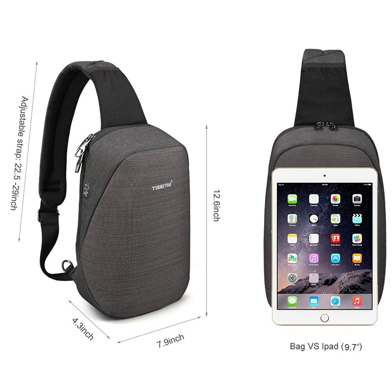 Sling Crossbody Bags Casual Splashproof  9.7 inch Crossbody Bag for Men Black