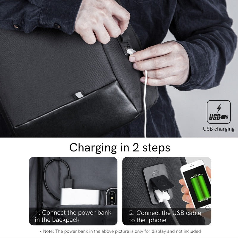 Sling Bag Fit in 14.1inch Laptop with USB Charging Bottle Pocket 8L