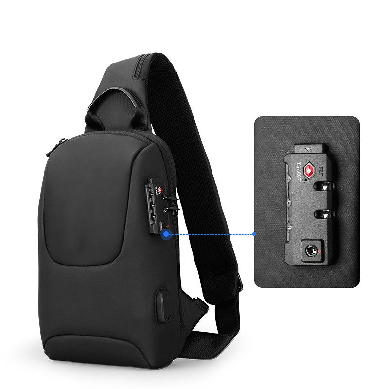 Sling Crossbody Bag TSA Lock Crossbody Men Bags Waterproof USB Charging Shoulder Pack Short Trip Messenger Bag