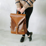 Stylish Vintage Leather Backpack for Women Travel Backpack PU Leather Business Bag Large Laptop Bag