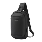 Sling Crossbody Bag Splashproof Anti-theft USB Charging Casual Bag for Men Black
