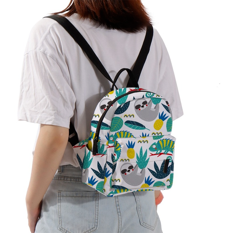 Sloth Mini Backpack Mini Backpack with Side Pockets Pineapple Sloth School Backpack ...